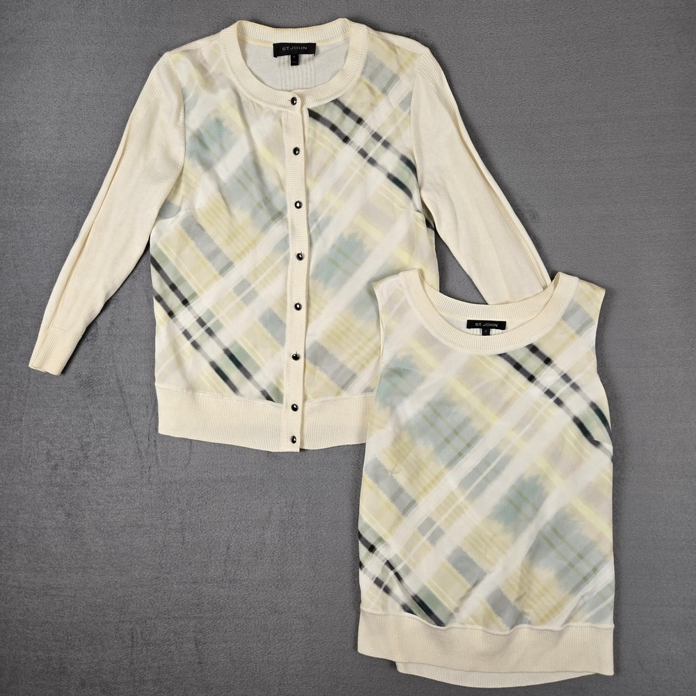 St John Cardigan Amd Vest Womens P Mary Gray‎ ombree Wool Cashmere Knit